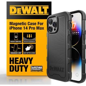 DEWALT Heavy Duty Strong Magnetic for iPhone 14 Pro Case Fits MagSafe, Drop Resistant Impact Protective Back Cover, Shockproof Slim Fit for iPhone 14 Pro Phone Case, Matte Black(iPhone 14 Pro Max)