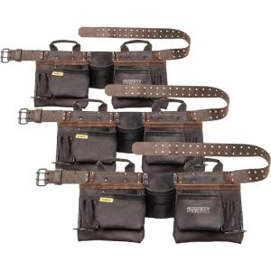 DEWALT Leather Tool Belt Organizer with 18 Pockets, Heavy Duty Construction (DWST550113)(One Size (Pack of 3))
