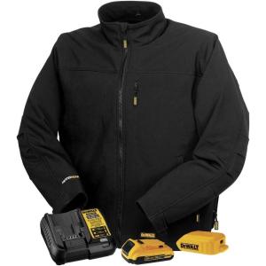 DEWALT Men’s Heated Soft Shell Jacket Kit Black X-Large