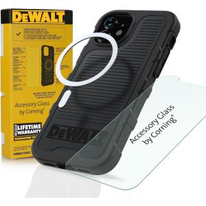 DEWALT Phone Case/Screen Protector Kit — Magnetic Case for iPhone 13 Pro — Tempered Glass Screen Protector Included — MagSafe Compatible Phone Case — Protective Impact & Scratch Resistant — Black(iPhone 13 Pro)