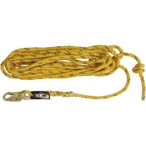 DEWALT Vertical Lifeline, Polysteel Rope, Snap Hook with Tapered End, Fall Protection Line Kit, Roofing Safety Equipment, 50 Ft.