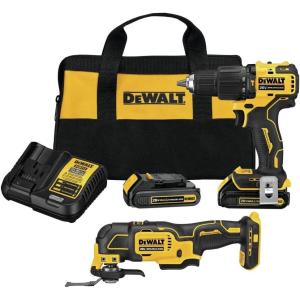DEWALT 20V MAX Hammer Drill and Oscillating Tool, Power Tool Combo Kit, Cordless, 1/2 inch, 2 Batteries and Charger Included (DCK224C2)