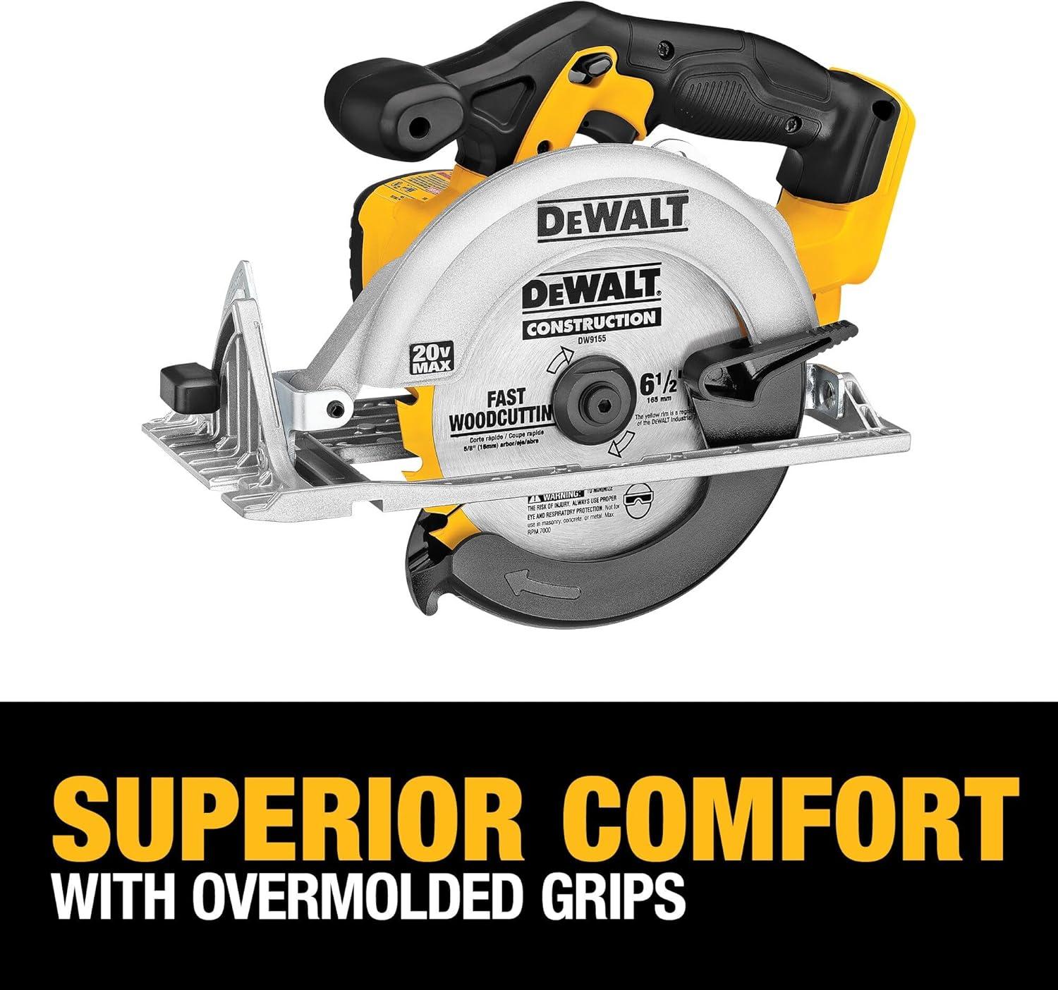 imageDEWALT 20V MAX Cordless Drill Driver and Circular Saw Combo Kit with 2 x 2 Ah Batteries and Charger Contractor Bag DCK252D2