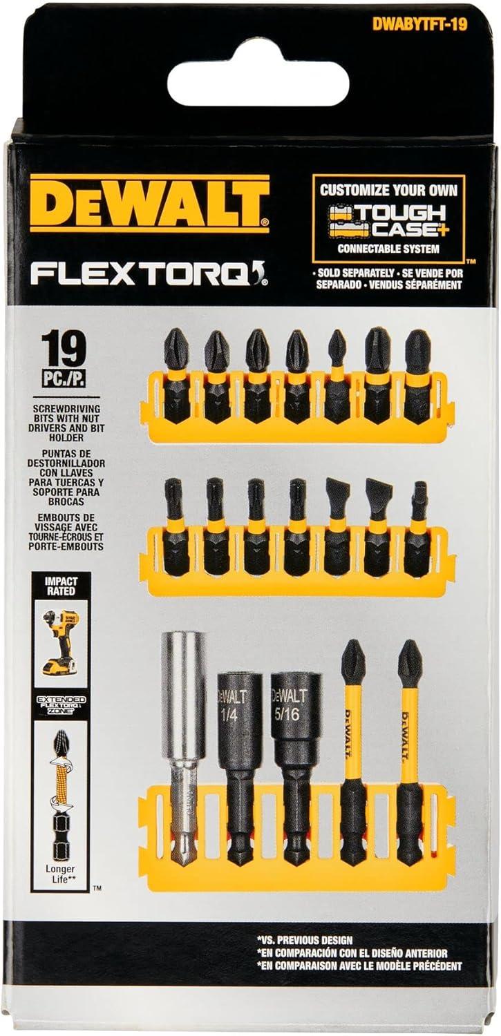 imageDEWALT BYTC Flex Torq Set 2 Phillips8 Slotted Set Shank Screwdriver Bit Set Screwdriver 19Piece DWABYTFT19Build Your Own Option 1 19 pc