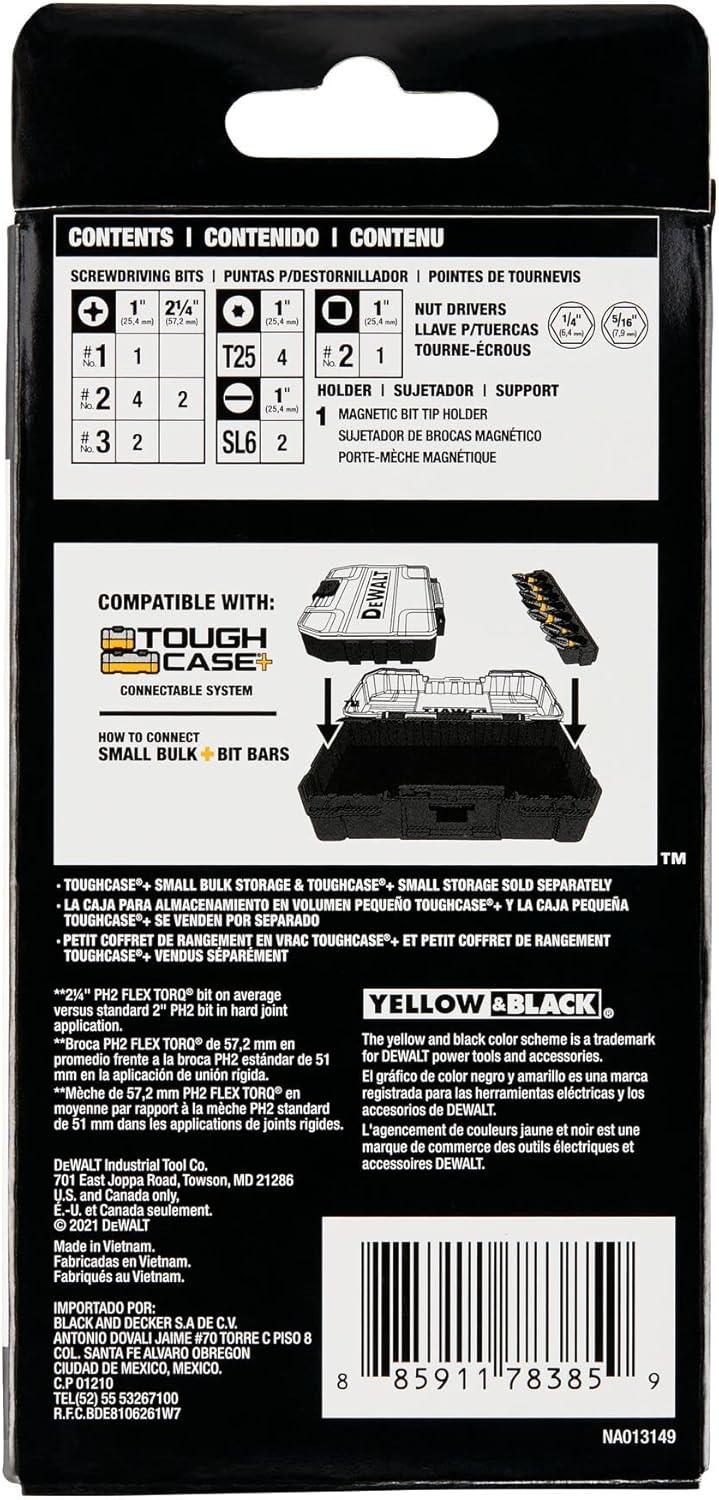imageDEWALT BYTC Flex Torq Set 2 Phillips8 Slotted Set Shank Screwdriver Bit Set Screwdriver 19Piece DWABYTFT19Build Your Own Option 1 19 pc