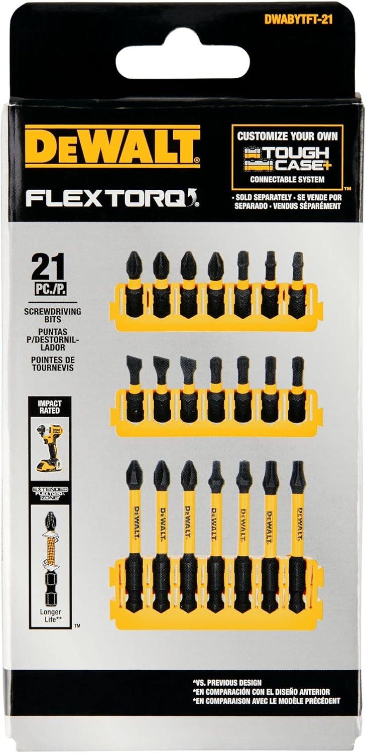 imageDEWALT BYTC Flex Torq Set 2 Phillips8 Slotted Set Shank Screwdriver Bit Set Screwdriver 19Piece DWABYTFT19Build Your Own Option 2 21 pc