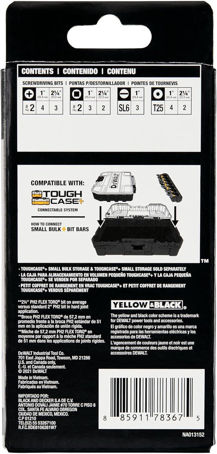 imageDEWALT BYTC Flex Torq Set 2 Phillips8 Slotted Set Shank Screwdriver Bit Set Screwdriver 19Piece DWABYTFT19Build Your Own Option 2 21 pc