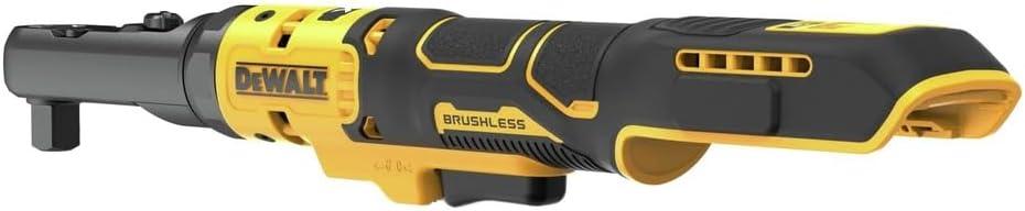 imageDEWALT 20V MAX XR Cordless Ratchet Set 38 and 12 Sealed Head Ratchet Battery and Charger Included DCF510GE1Bare Tool Only