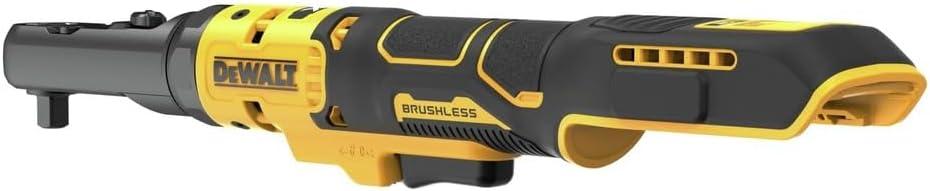 imageDEWALT 20V MAX XR Cordless Ratchet Set 38 and 12 Sealed Head Ratchet Battery and Charger Included DCF510GE1Bare Tool Only