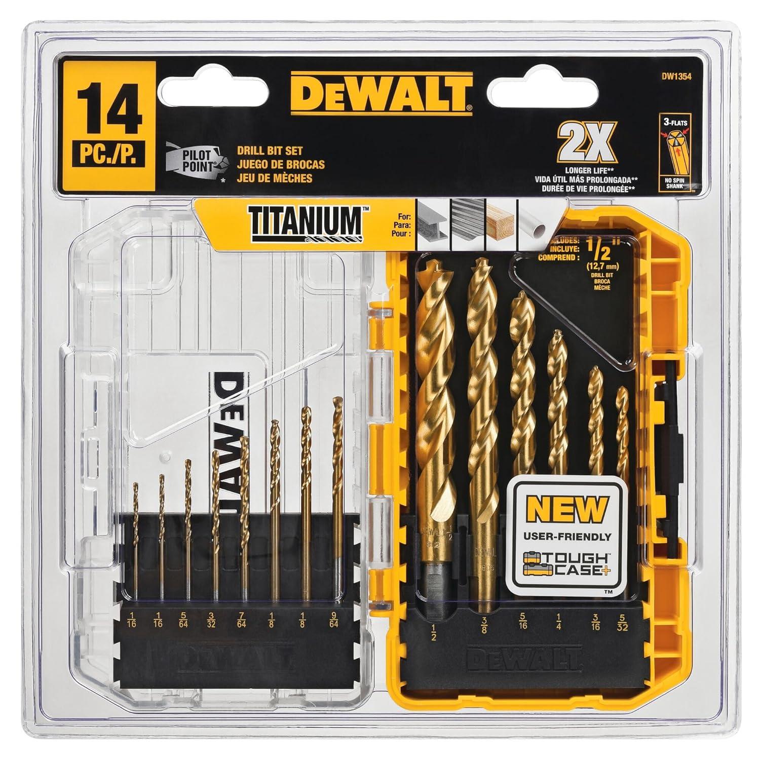 imageDEWALT Drill Bit Set Titanium Nitride Coated 14Piece DW1354DW1354