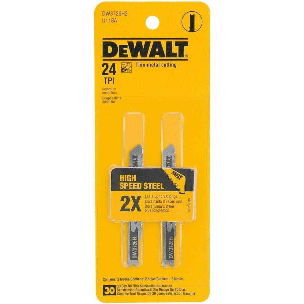 imageDEWALT DW3726H2 3Inch 24TPI Thin Metal Cut High Speed Steel UShank Jig Saw Blade 2Pack