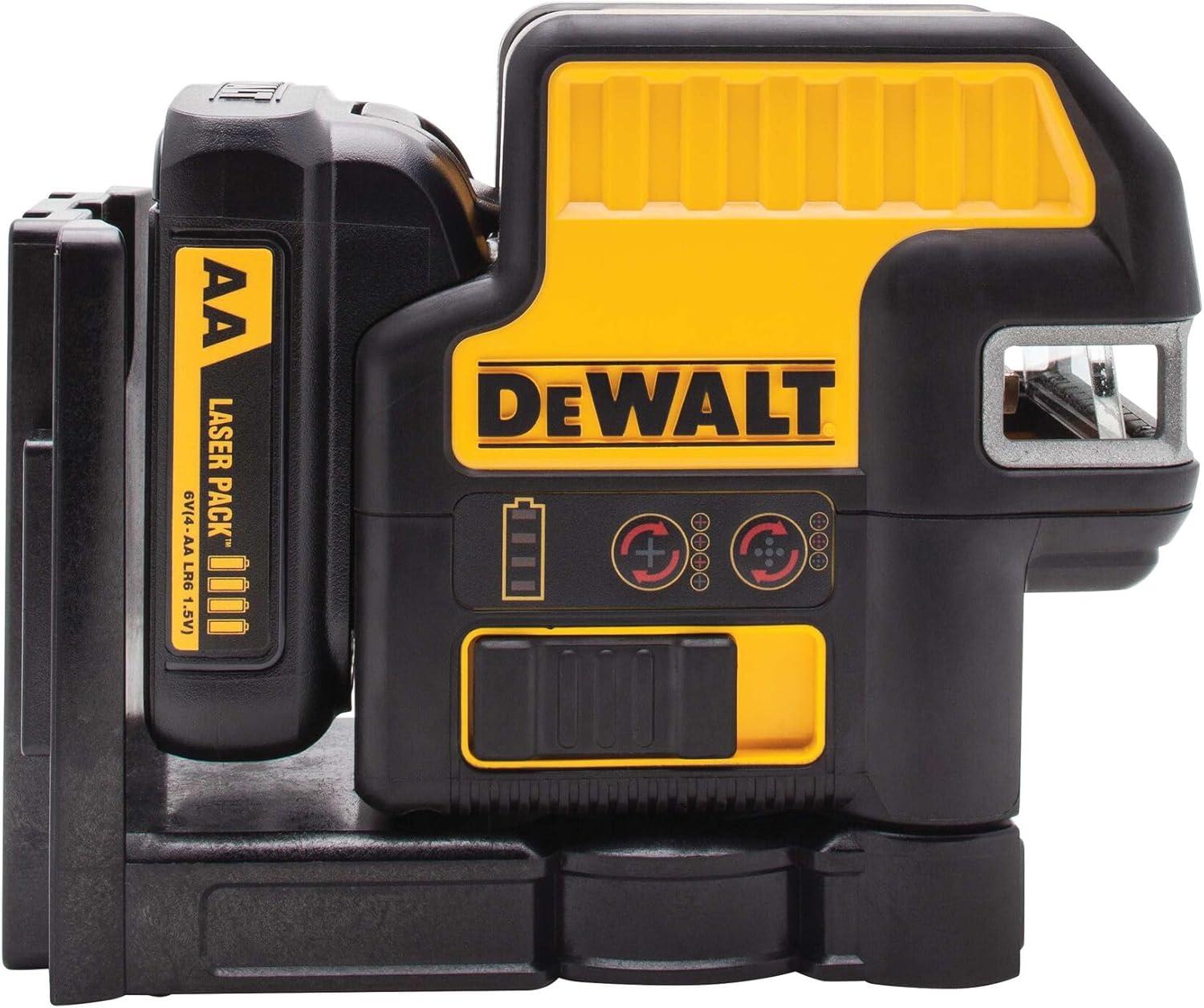 imageDEWALT 12V MAX Laser Level 5 Spot Laser and Cross Line Laser Red AA Battery Starter Pack Included DW0825LR