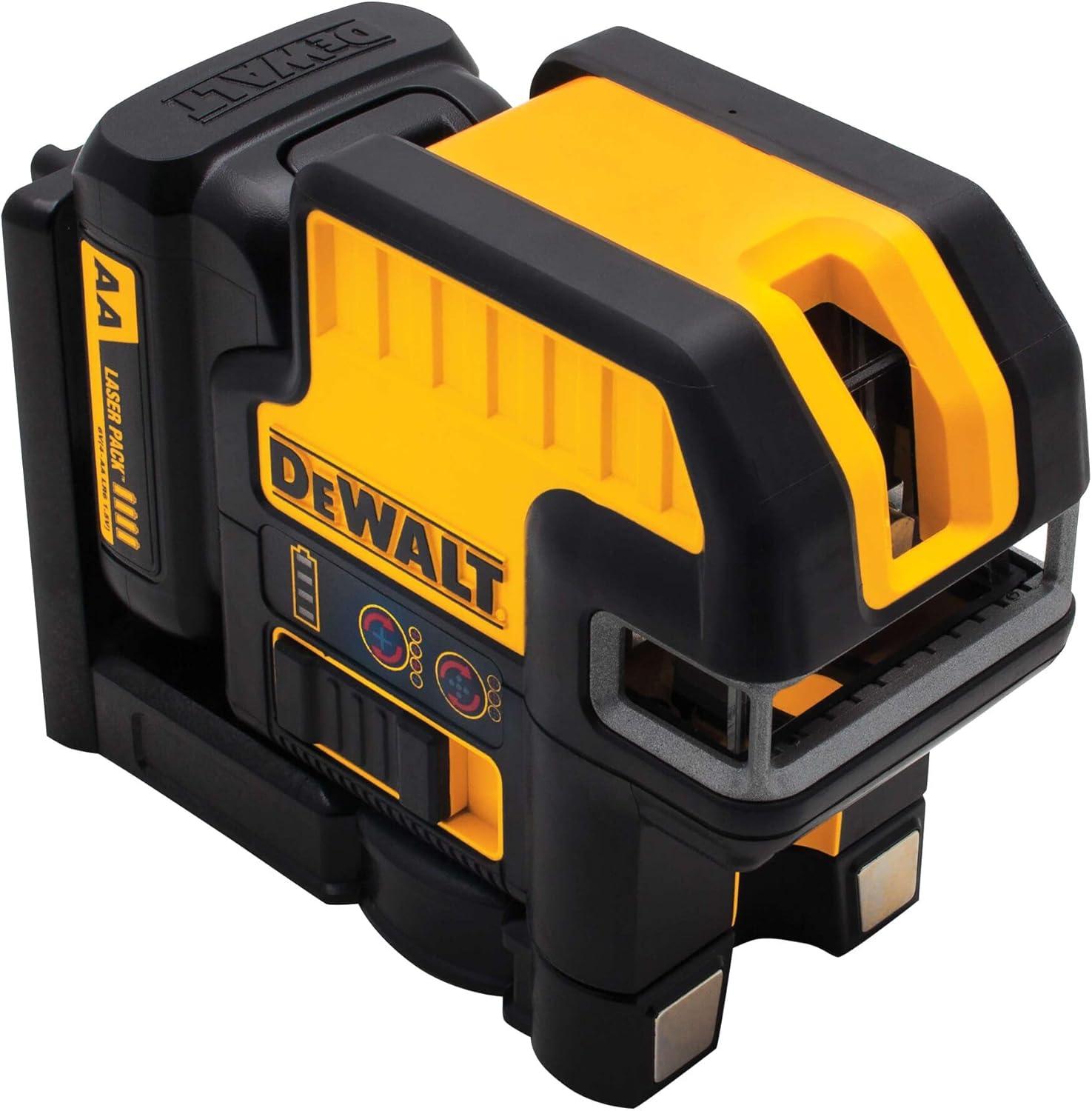imageDEWALT 12V MAX Laser Level 5 Spot Laser and Cross Line Laser Red AA Battery Starter Pack Included DW0825LR