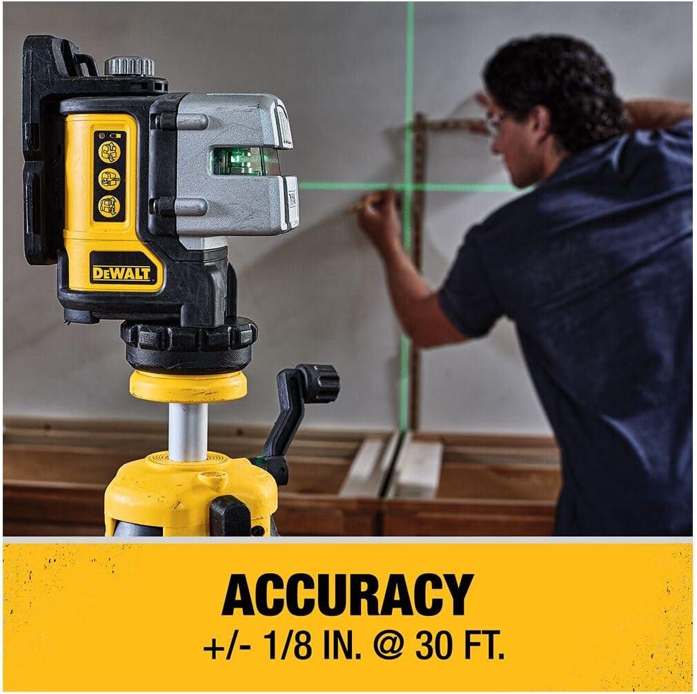 imageDEWALT Line Laser SelfLeveling Black 3Beam DW089KGreen Line Laser