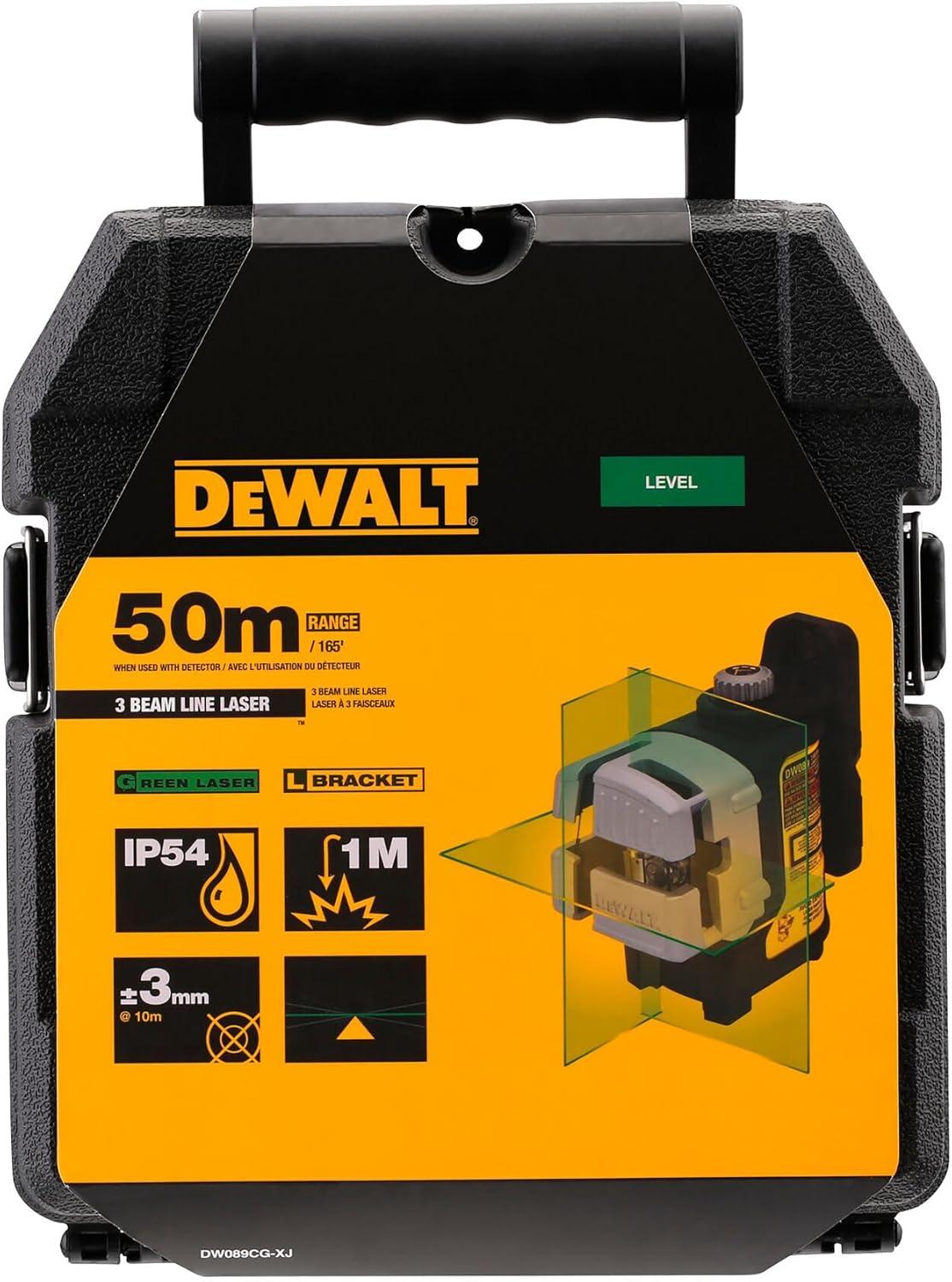 imageDEWALT Line Laser SelfLeveling Black 3Beam DW089KGreen Line Laser