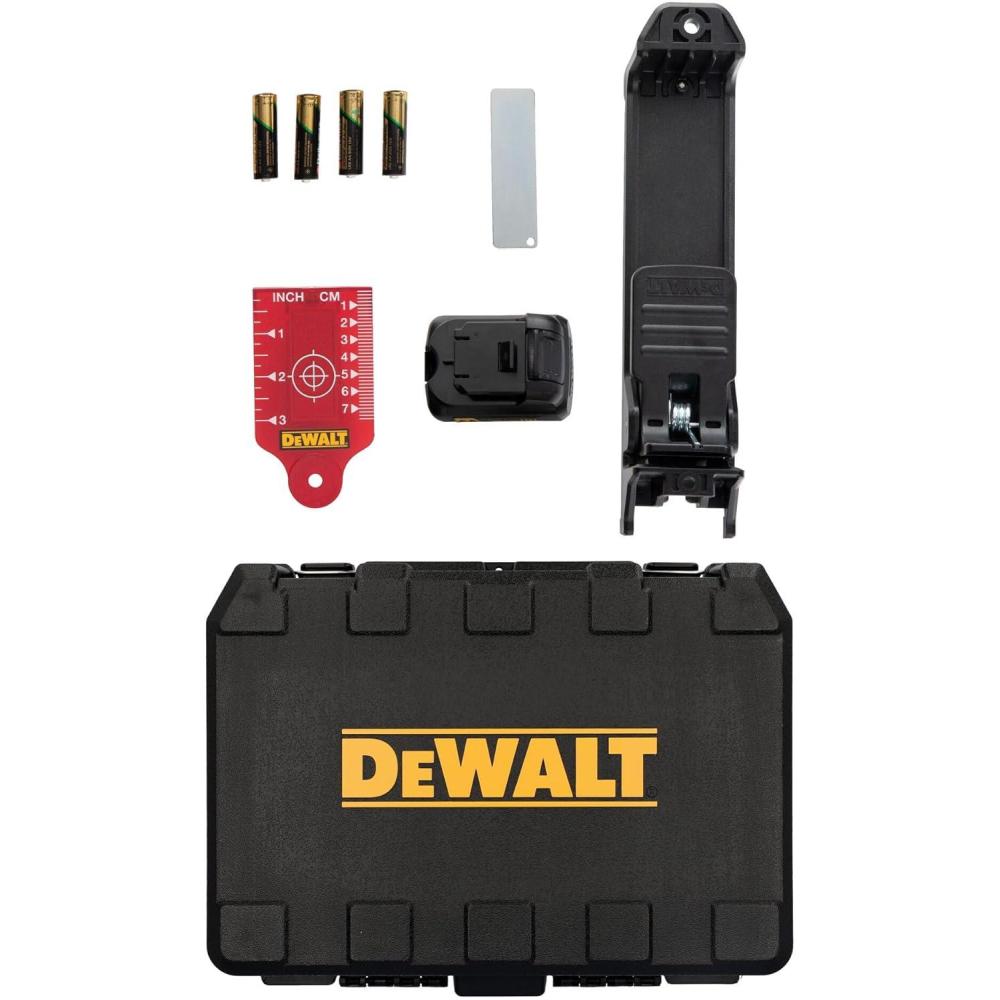 imageDEWALT 12V MAX Laser Level 5 Spot Laser and Cross Line Laser Red AA Battery Starter Pack Included DW0825LR