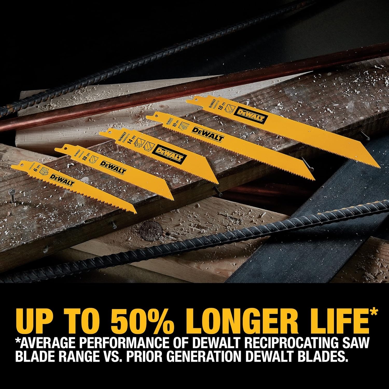imageDEWALT 9Inch Reciprocating Saw Blades 6 TPI Demolition 5 Pack DWA41696piece Set