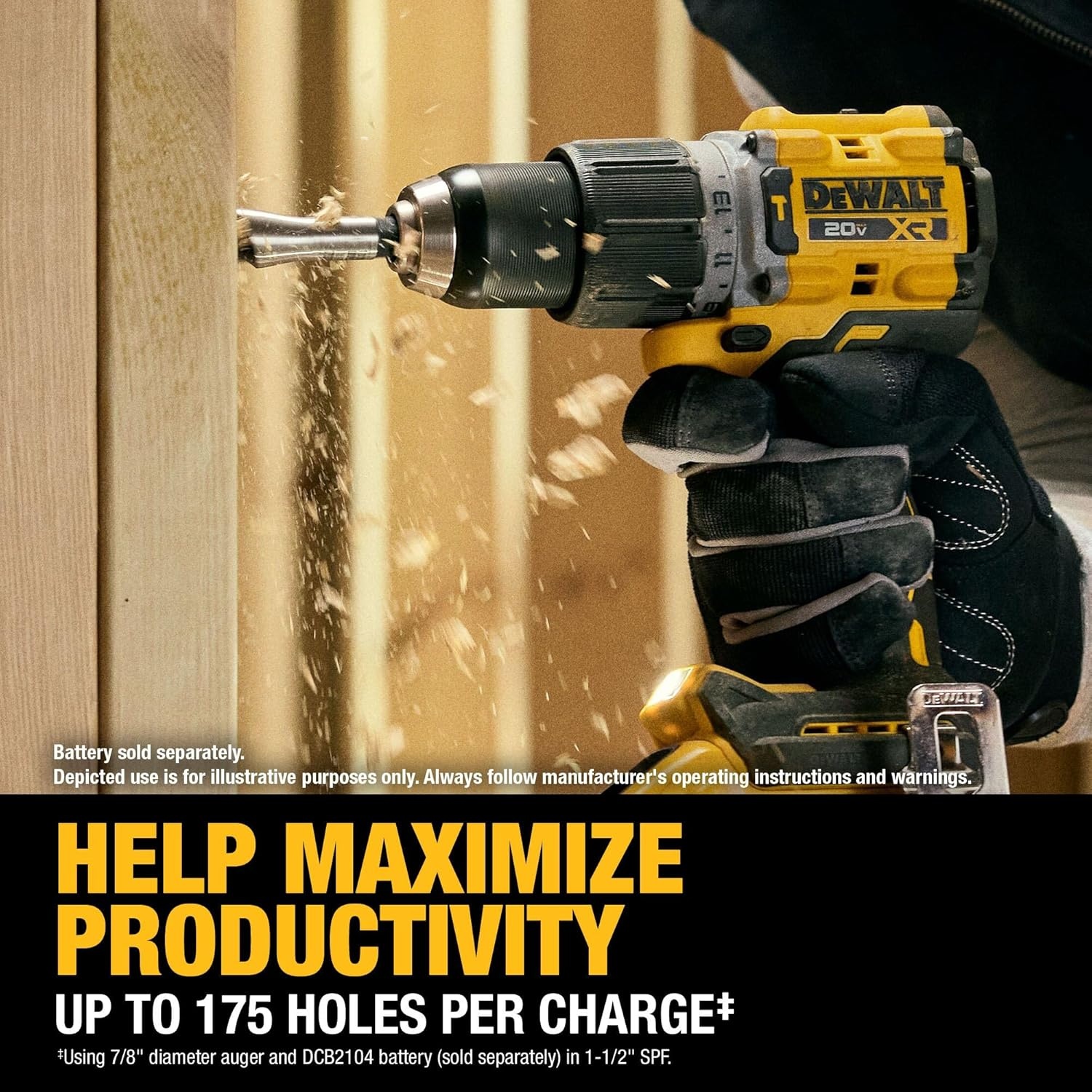 imageDEWALT 20V MAX XR 12 in Brushless Cordless Hammer Drill Kit With 5AH Battery and Charger DCD806H1