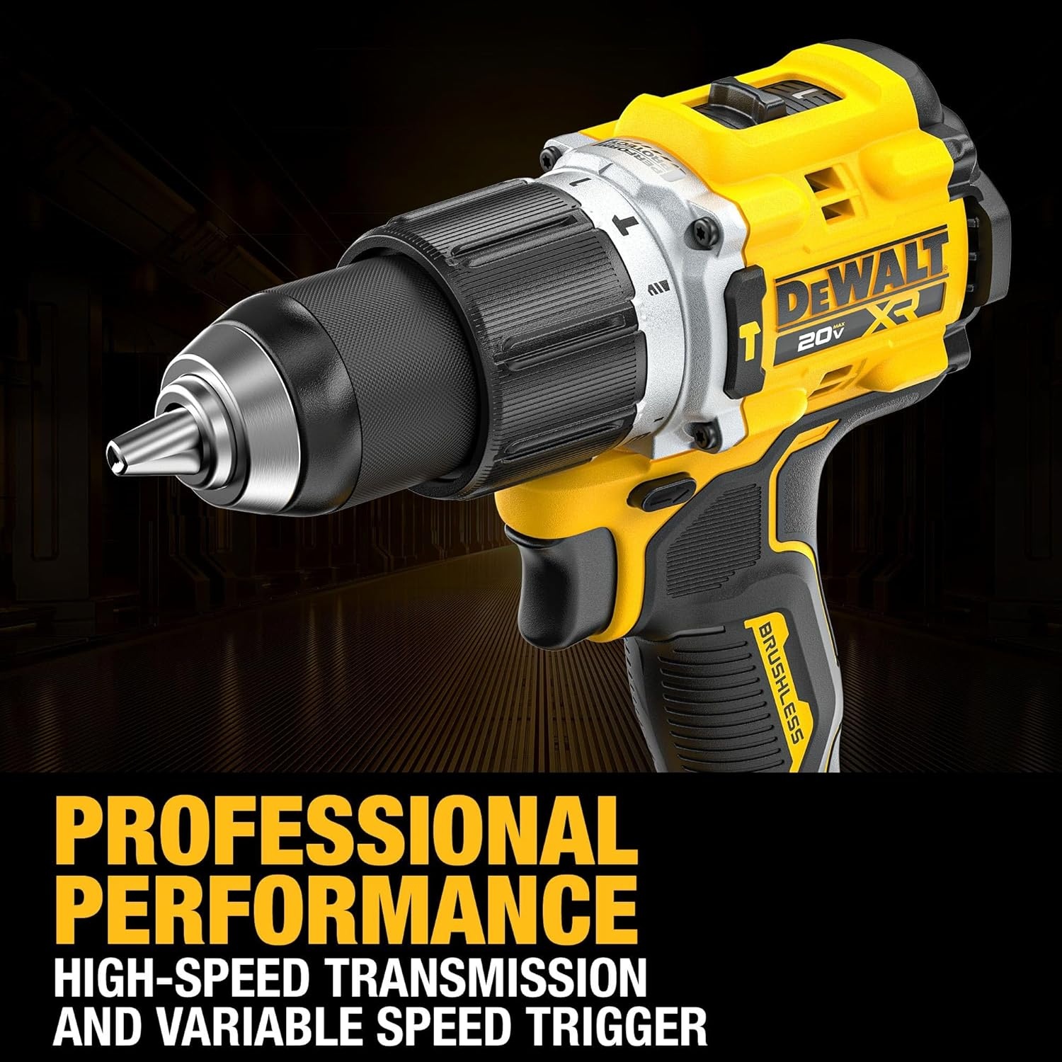 imageDEWALT 20V MAX XR 12 in Brushless Cordless Hammer Drill Kit With 5AH Battery and Charger DCD806H1