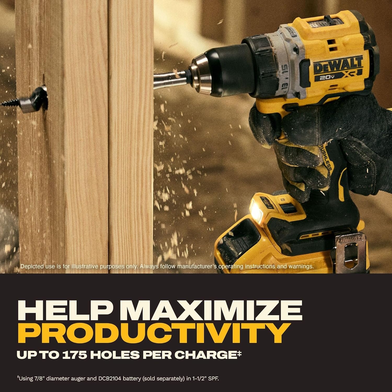 imageDEWALT Drill Set 20V MAX XR 12 in Brushless Cordless Drill Driver Kit With 5AH POWERSTACK Battery and Charger LED Light Dual Speed DCD801H1