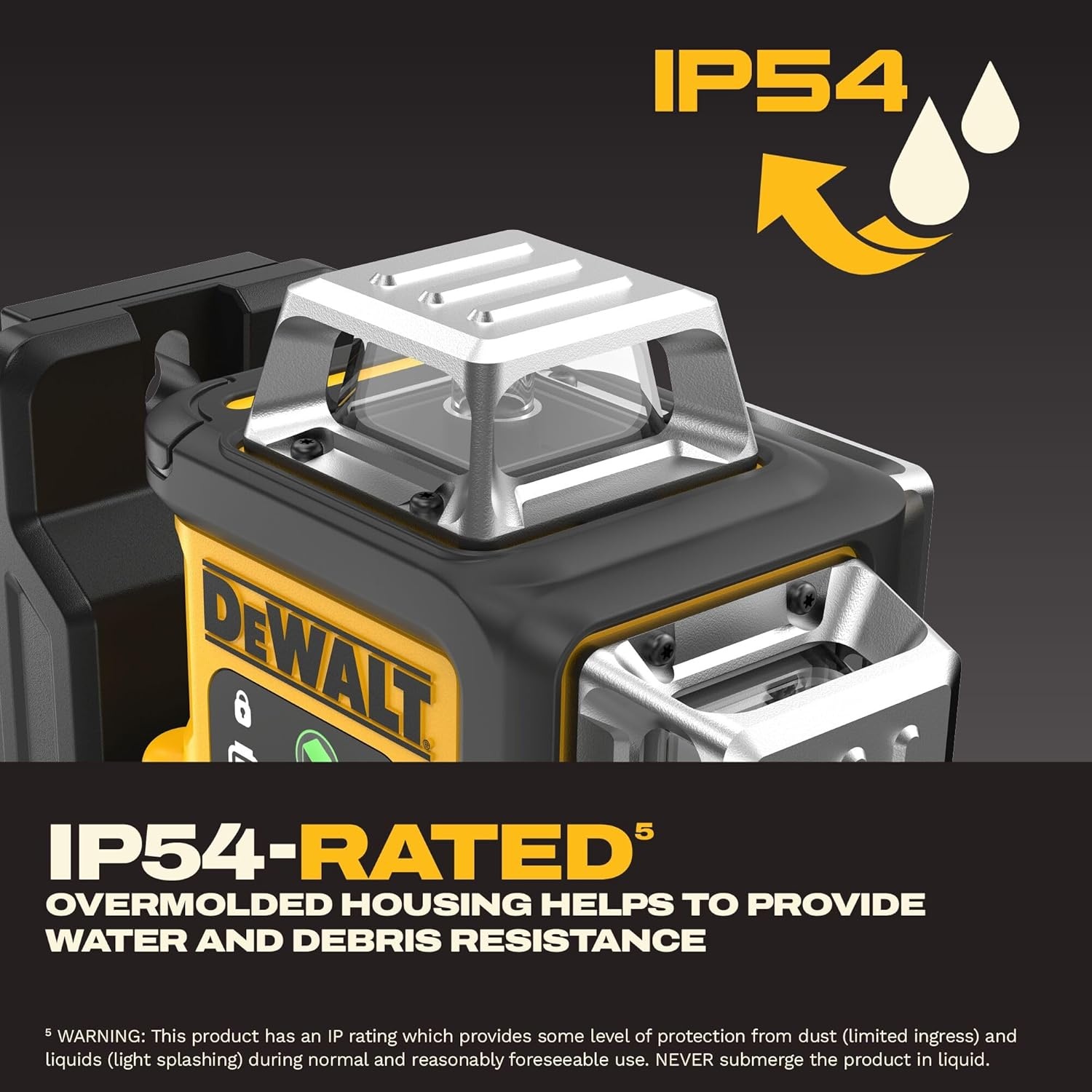 imageDEWALT Laser Level 360 Self Leveling USBC Rechargeable 3x360 Green Line Laser Leveler Tool Fast Charging 9 Hrs of Runtime 18 inch Accuracy DCLE14361GB