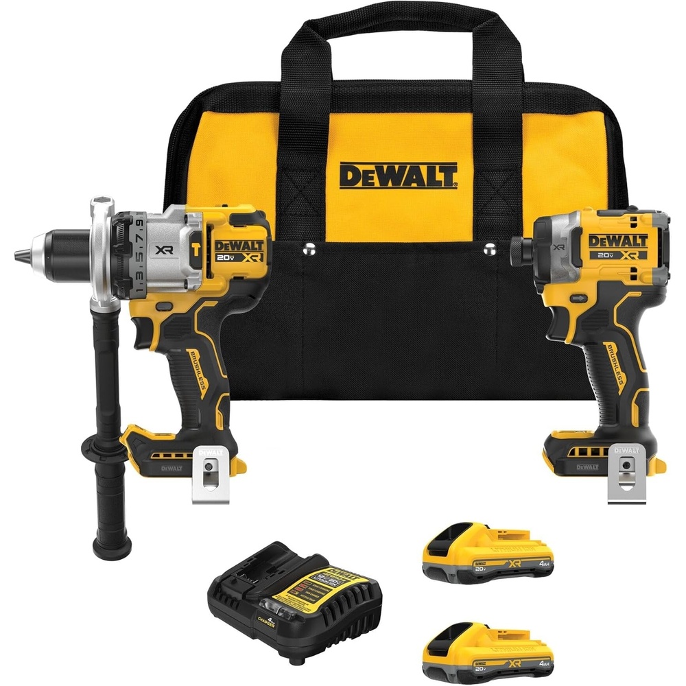 imageDEWALT 20V MAX XR Brushless Hammer Drill 12 In and High Torque 14 Impact Driver Combo with 2 x 4 Ah Batteries and 4 Amp Charger DCK2112QQ22 Tools Bag