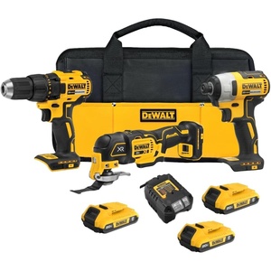 DEWALT 20V MAX 3-Tool Brushless Power Tool Set, Includes 1/2 Cordless Drill,1/4 Impact Driver, Oscillating Tool, 3 Batteries and a Charger, Extended Runtime, Lightweight (DCK360D3)(3 Tools + 3 Batteries)