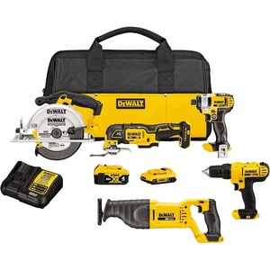 DEWALT 20V MAX 5-Tool Power Tools Combo Kit, Includes 1/2 Cordless Drill,1/4 Impact Driver, Reciprocating Saw, Circular Saw, Oscillating Tool, 5Ah Battery and Charger (DCK540D1)(20V MAX 5pc. Tool Kit)
