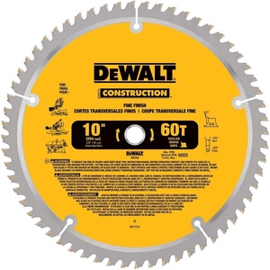 DEWALT 10-Inch Miter / Table Saw Blade, ATB, Thin Kerf, Crosscutting, 5/8-Inch Arbor, 60-Tooth (DW3106)(60-Tooth)
